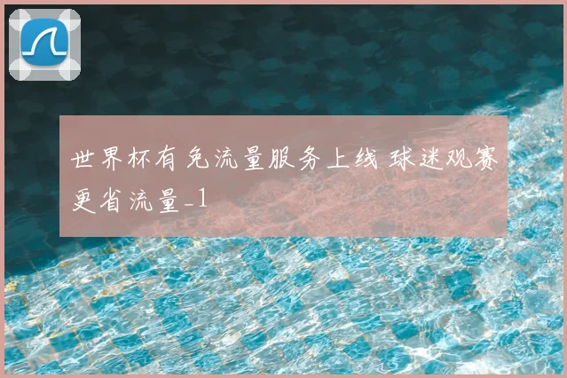 世界杯有免流量服务上线 球迷观赛更省流量_1